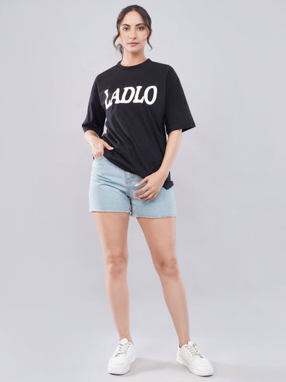 “LADLO” Oversized Tee – Midnight Black Edition