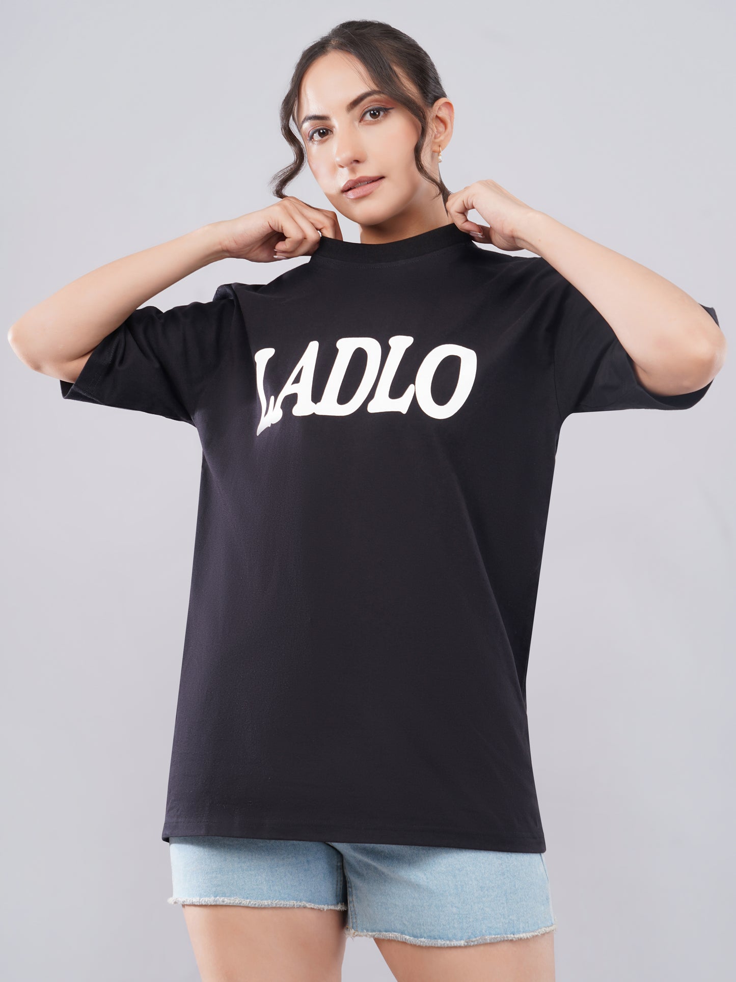 “LADLO” Oversized Tee – Midnight Black Edition