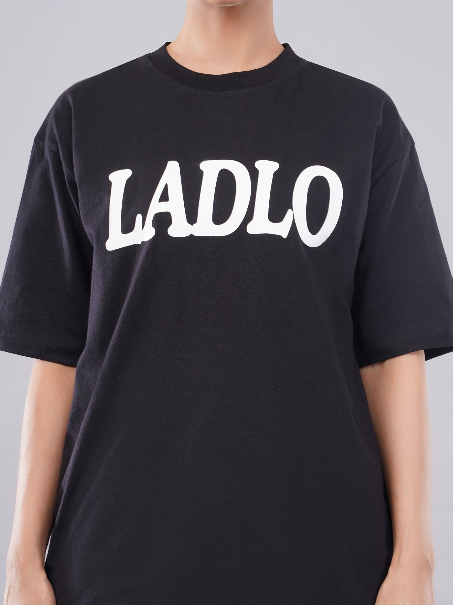 “LADLO” Oversized Tee – Midnight Black Edition