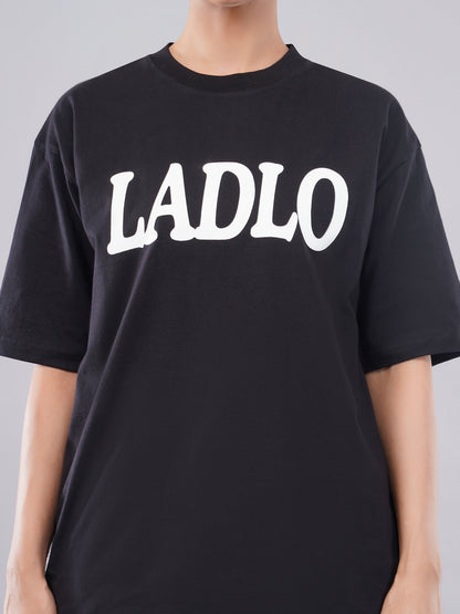 “LADLO” Oversized Tee – Midnight Black Edition