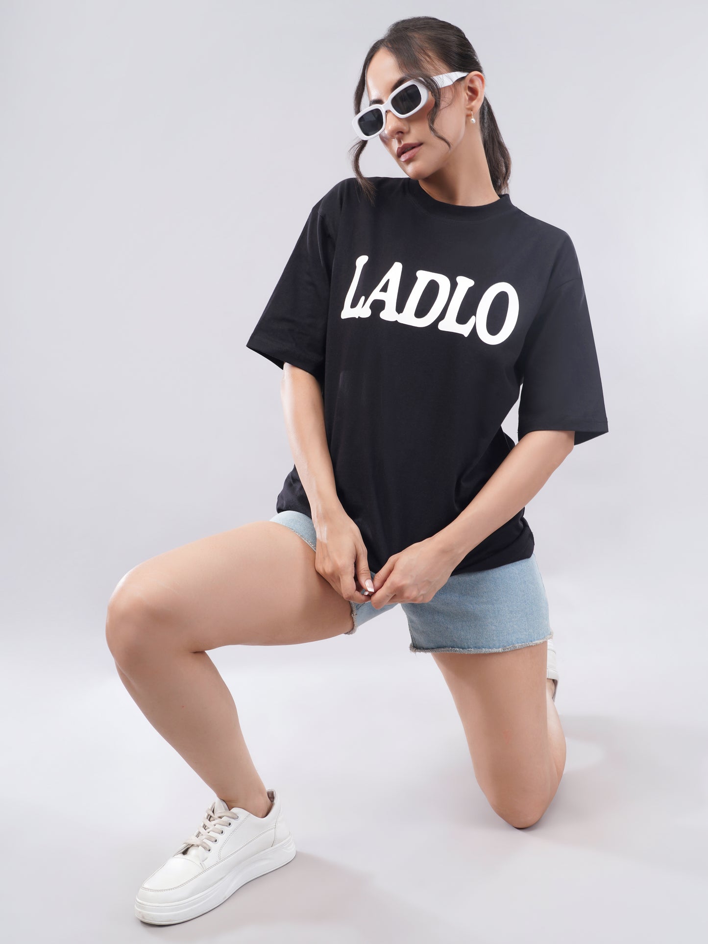 “LADLO” Oversized Tee – Midnight Black Edition