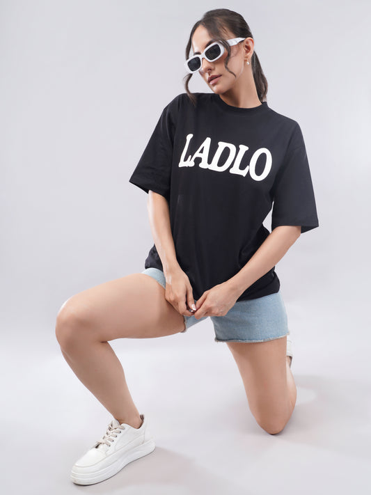 “LADLO” Oversized Tee – Midnight Black Edition