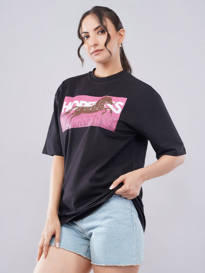“Hopeless” Women’s Oversized Tee – Midnight Black