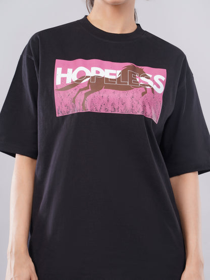 “Hopeless” Women’s Oversized Tee – Midnight Black