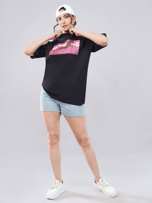 “Hopeless” Women’s Oversized Tee – Midnight Black