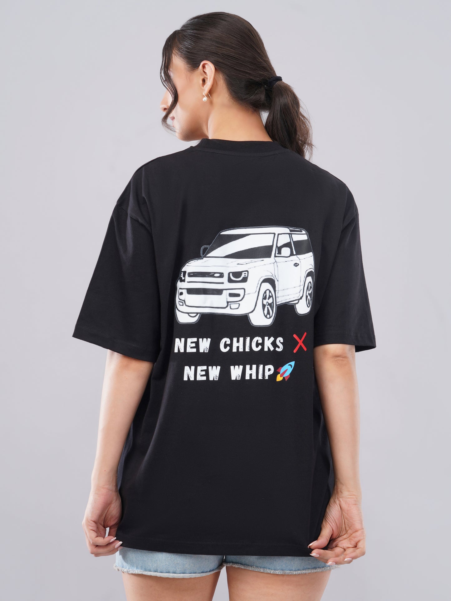 “New Whip” Women’s Oversized Tee – Jet Black Edition