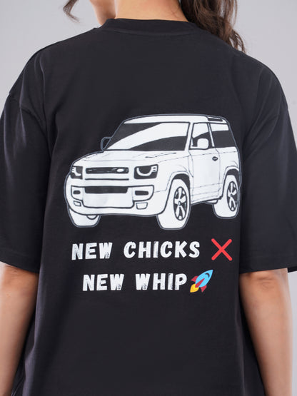 “New Whip” Women’s Oversized Tee – Jet Black Edition
