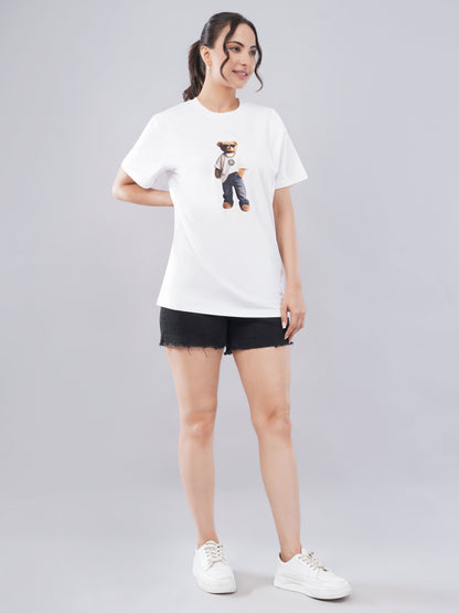 “Urban Teddy” Women’s Oversized Tee – Snow White
