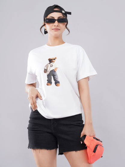“Urban Teddy” Women’s Oversized Tee – Snow White