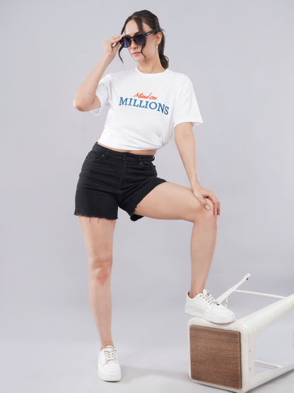“Mind On Millions” Women’s Oversized Tee – Pure White Edition