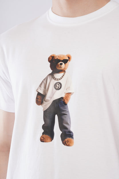 “Urban Teddy” Men’s Oversized Tee – Snow White