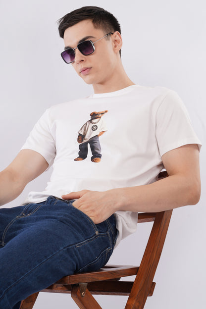 “Urban Teddy” Men’s Oversized Tee – Snow White
