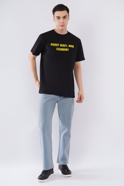 Pocket Heavy, Mind Legendary Oversized Black T-Shirt