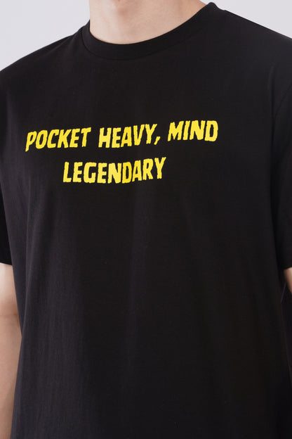 Pocket Heavy, Mind Legendary Oversized Black T-Shirt