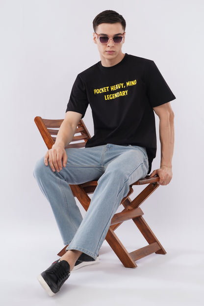 Pocket Heavy, Mind Legendary Oversized Black T-Shirt