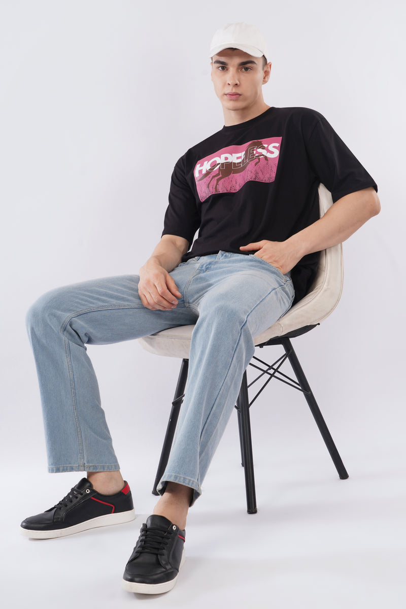 “Hopeless”  Men’s Oversized Tee – Midnight Black
