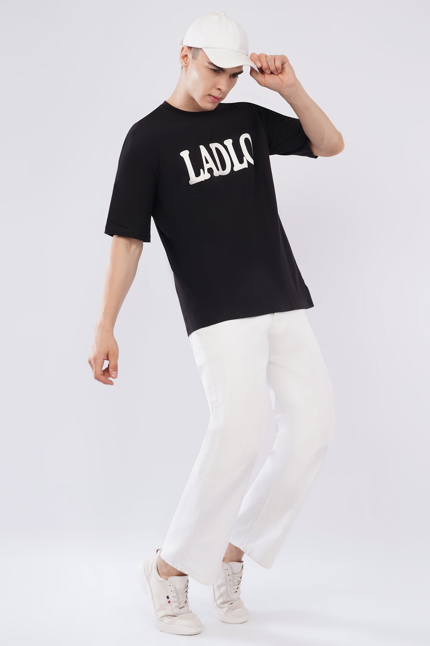 “LADLO” Oversized Tee – Midnight Black Edition